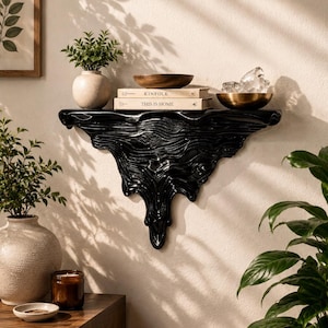 Rectangular Melting Floating Shelf, Functional wall Art, Trippy room Decor