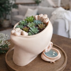 Künstlerischer 'Let Me Out' Blumentopf - 3D-gedruckter Blumentopf mit Abtropfschale