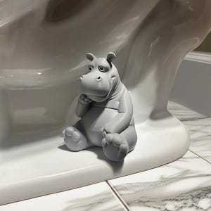 Thinking Hippo Toilet buddy / Hidden stash - Toilet bolt cover - Toilet nut cover - toilet accessories - bathroom decor -cute bathroom decor