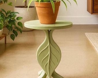 Soporte para plantas con forma de hoja – Pedestal moderno para macetas de interior, elevador de plantas inspirado en la naturaleza, soporte decorativo único para el hogar