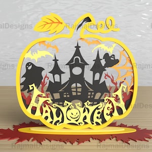 Halloween Pumpkin Scene SVG Laser Cut File, Digital Download For Glowforge