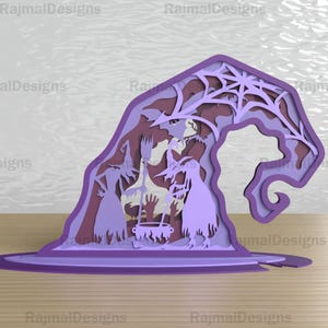 Halloween Witch Hat SVG Laser Cut File, Digital Halloween SVG, Glowforge File