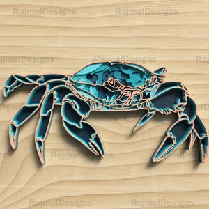 Layered Crab Mandala SVG, 3D Küstenwanddekor für Cricut, Beach House Art, Ozeantier Lasergravurdatei, digitale Vorlage
