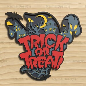 Halloween Trick Or Treat Ghost, Digital File, SVG Laser Cut, Halloween SVG