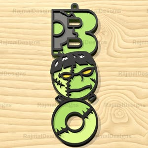 Halloween Boo Frankenstein SVG Laser Cut File, Digital Download, Glowforge Ready