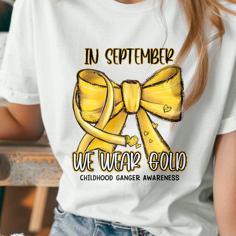 Gold Bow Childhood Cancer Awareness PNG, September Ribbon Design ...