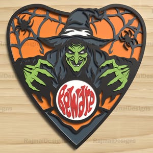 Witch Halloween SVG Laser Cut File, Spooky Digital File for Crafts
