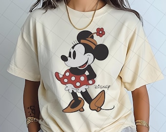 Cute Minnie Mouse Classic Sketch Cute Vintage Portrait PNG, Retro Disney Trip PNG, Vintage Minnie Png, Disney Family Vacation Trip PNG