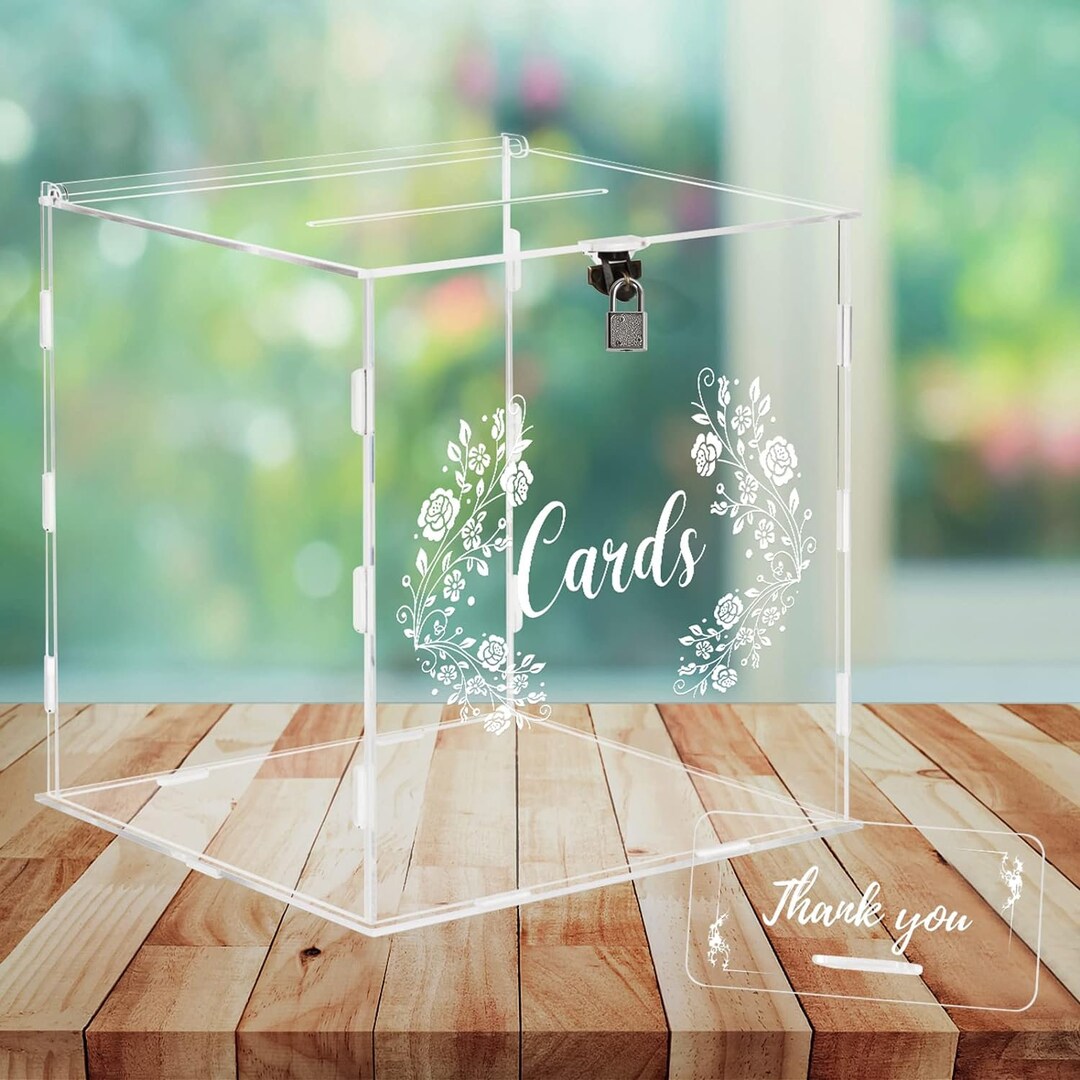 Acrylic Card Box With Lock and Key Wedding Card Box With Slot Etsy