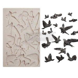 Refonte des oiseaux floqués avec le moule Prima Decor/Finnabair