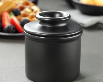 Classic Matte Black Butter Bell® Crock – French Ceramic Butter Keeper by L. Tremain