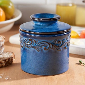 Denim Blue Butter Bell Crock: French Ceramic Butter Keeper