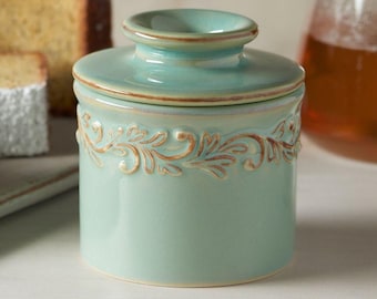 Sea Spray Antique Butter Bell Crock - Französische Keramikbutterdose von L. Tremain