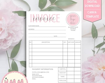 Invoice Template Printable I Canva Template I Editable Order Form I ...