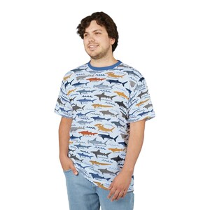 Haifischidentifikation T-Shirt, Unisex Grafik-T-Shirt für Hailiebhaber, Freizeitkleidung mit Meeresmotiven, Strandtag Top, Sommerkleidung, Haifischliebhaber Geschenk