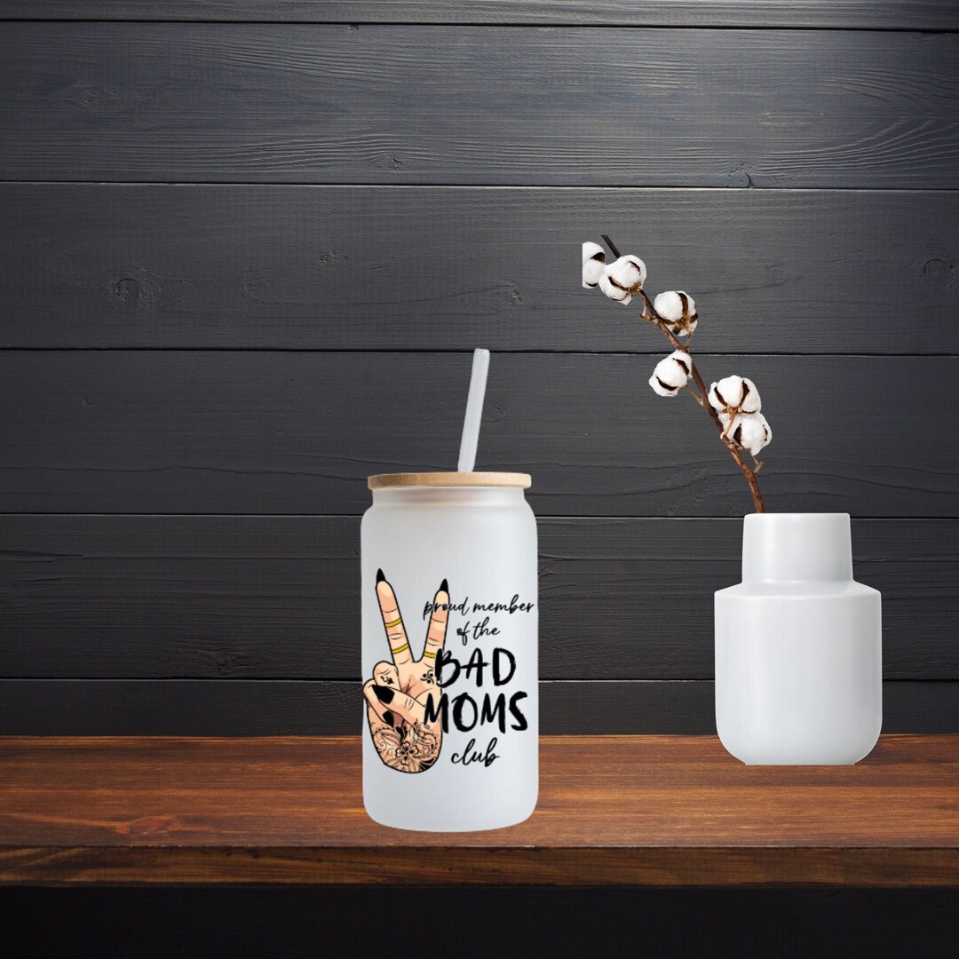 Frosted Glass Cans 16 OZ With Bamboo Lid and Plastic Straw Etsy