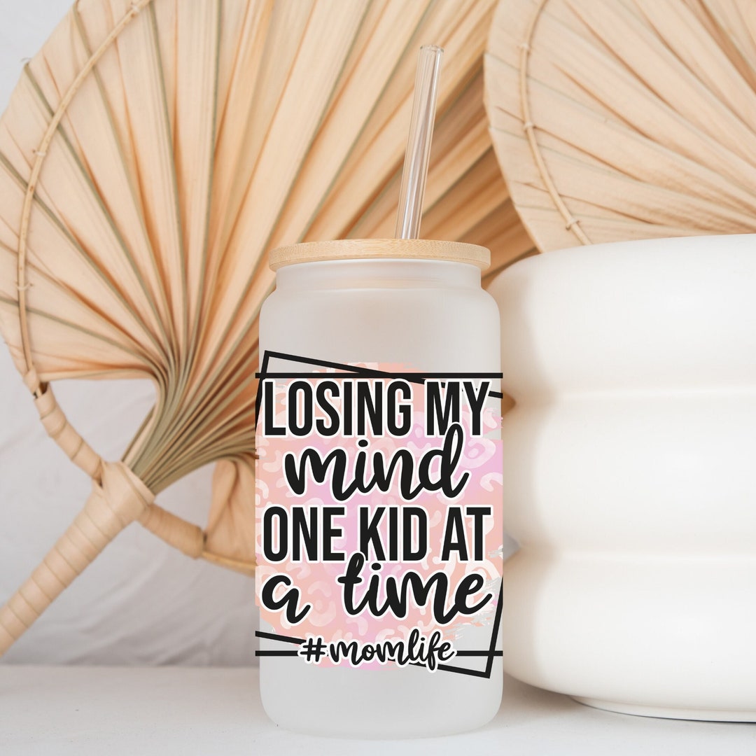 Frosted Glass Cans 16 OZ With Bamboo Lid and Plastic Straw Beer Cans