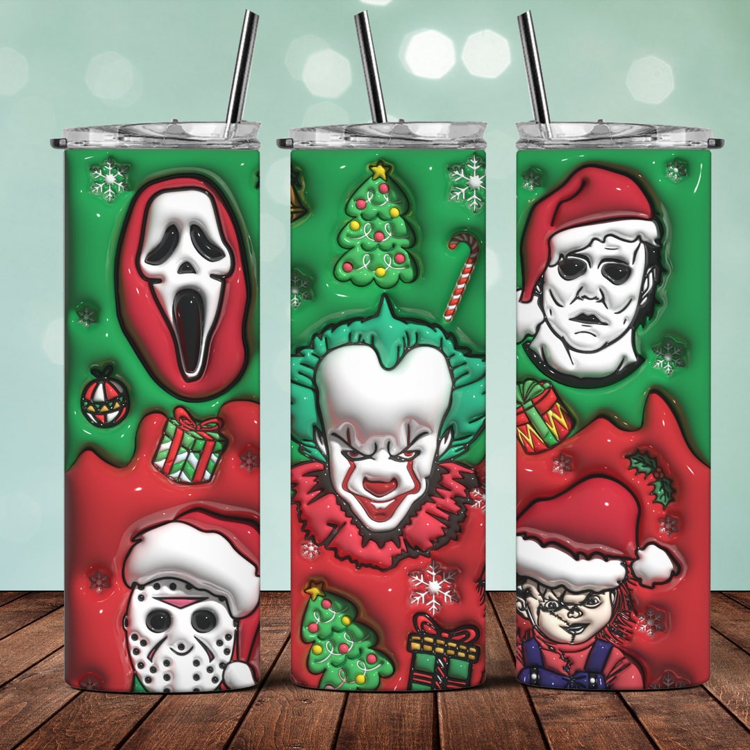 Inflated Christmas Horror Character Tumbler Wrap Png 3D Tumbler Design
