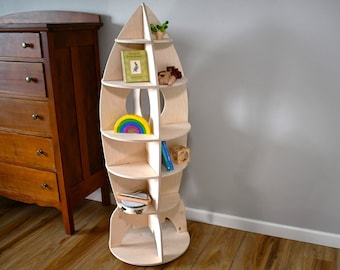 Rotating Bookshelf for Boys Room Bookcase Kids Rocket Bookcase Revolving bookshelf for kids room