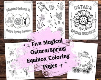 Ostara Coloring Pages| 5 page printable coloring book| Pagan Sabbat Activities| Witchcraft Coloring| BOS| Grimoire|Coloring Page Pagan