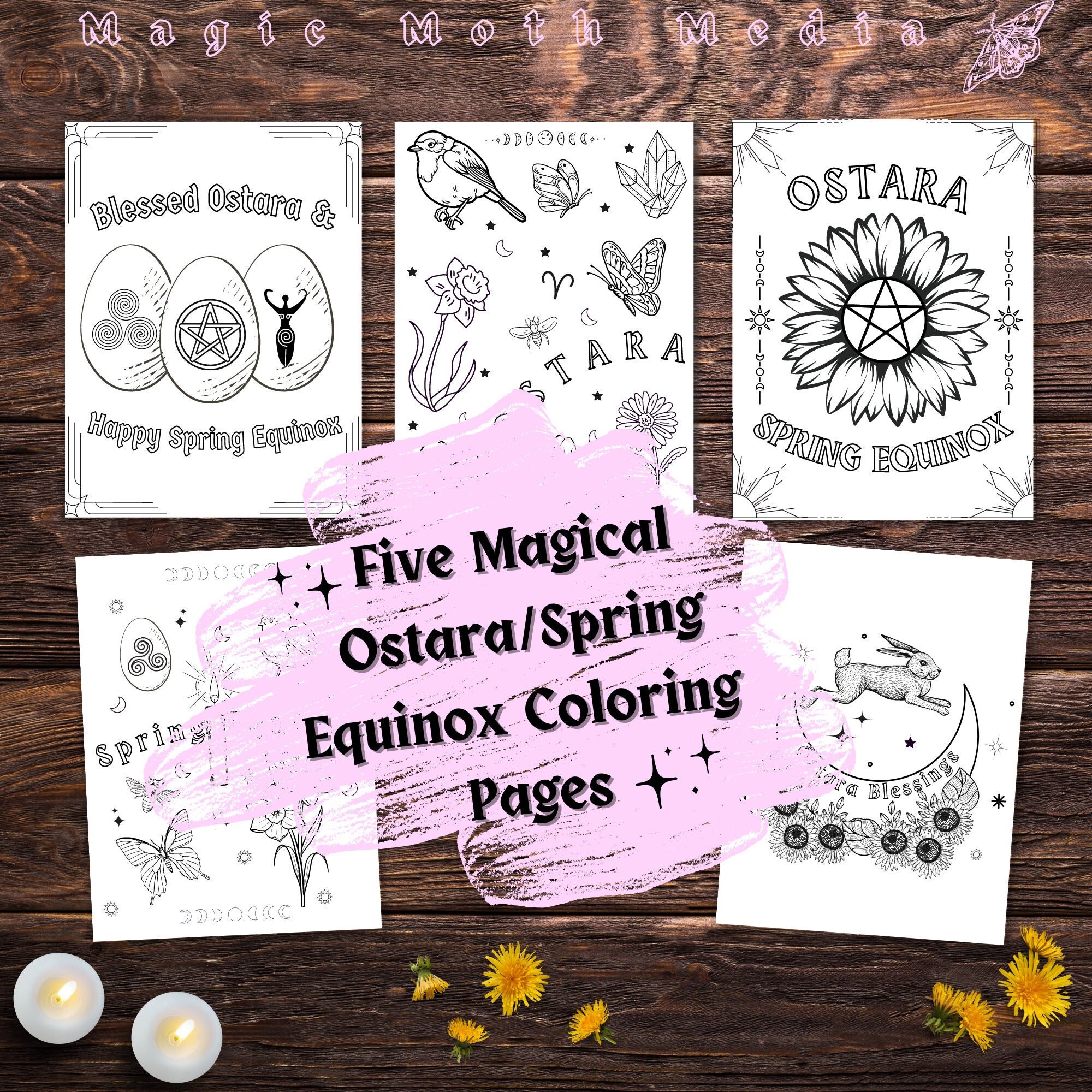Ostara Coloring Pages 5 Page Printable Coloring Book Pagan Sabbat