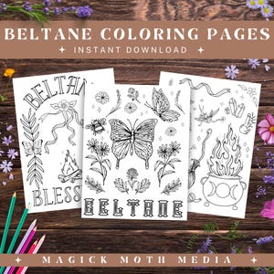 Beltane Coloring Pages, Instant Download Coloring, BOS, Grimoire Download, Witchy PDF, Pagan Sabbat Activities, Printable Coloring Book