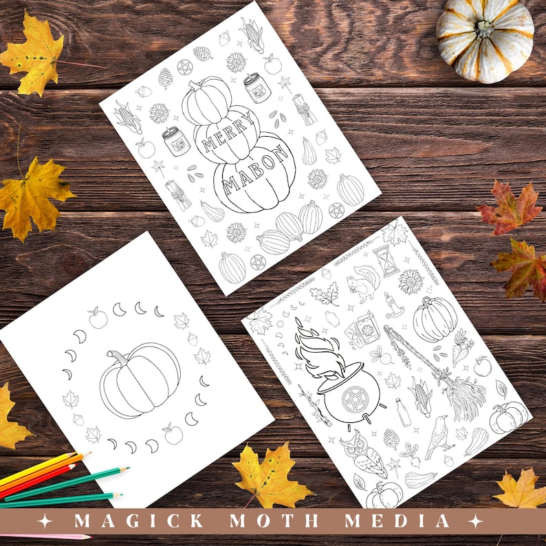 Mabon Coloring Pages: Autumn Equinox Printable Designs (digital ...