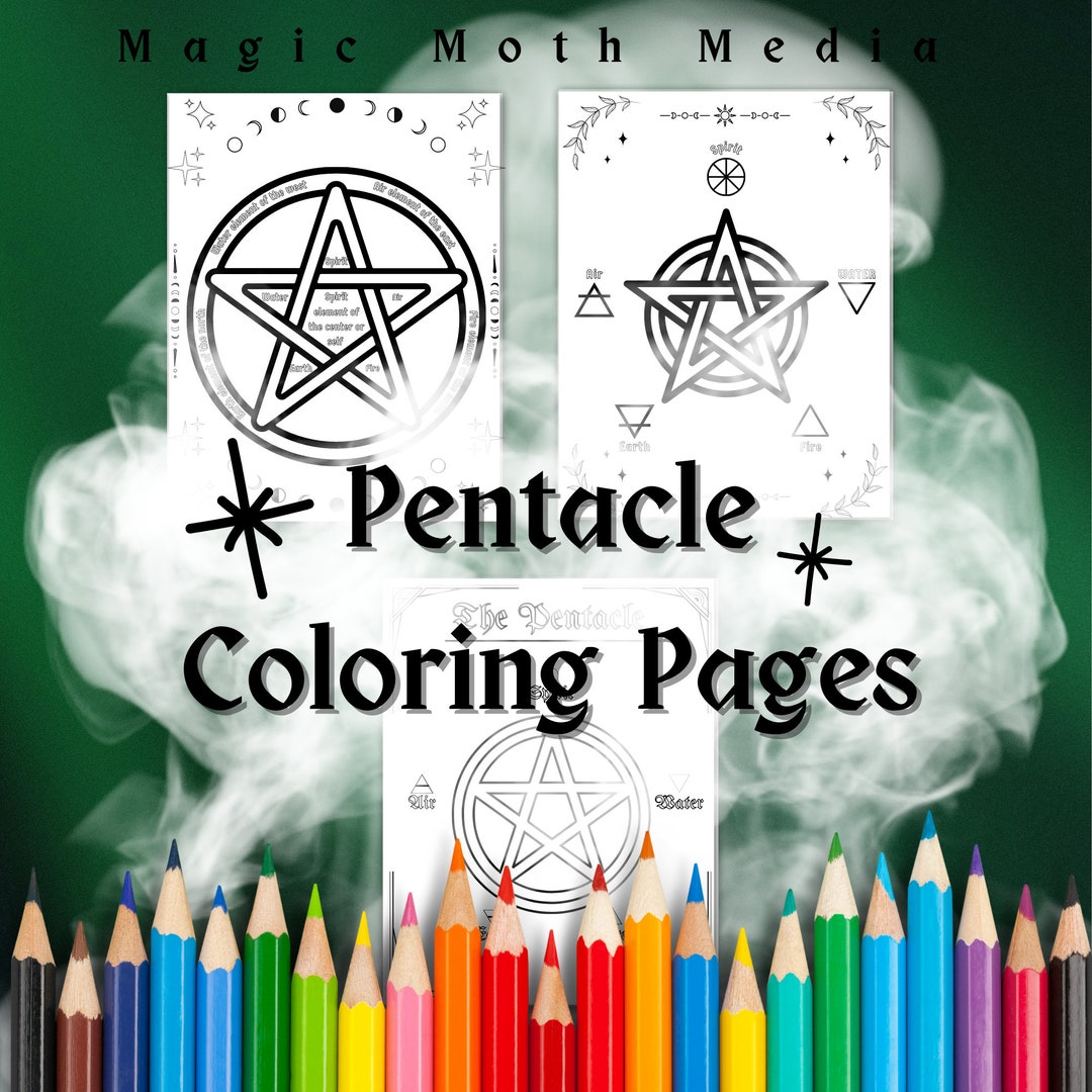 The Pentacle Coloring Bookthree Page Printable Etsy