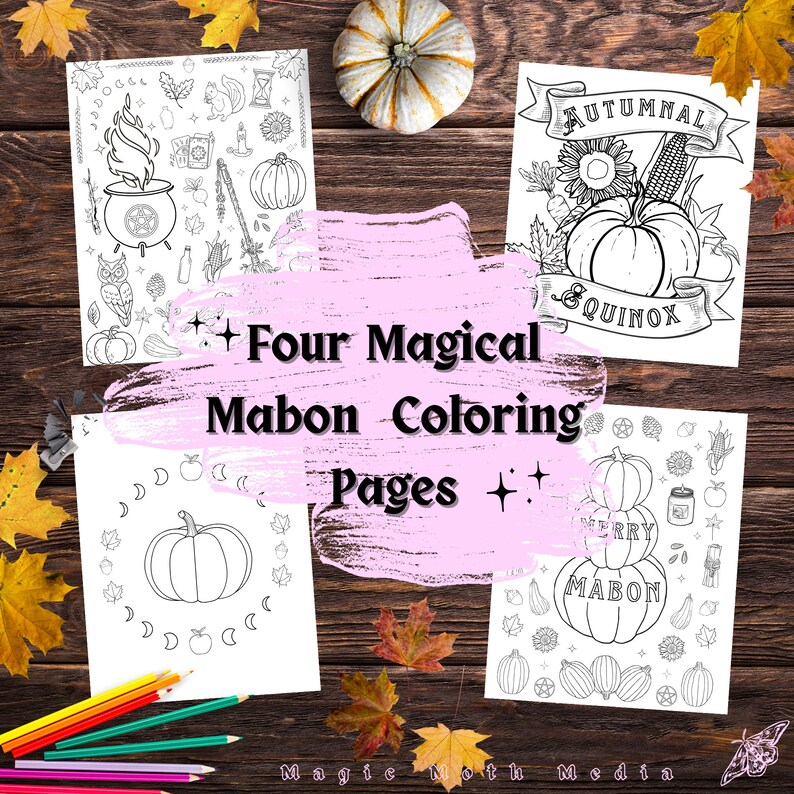 Mabon Coloring Pages, Four Page Digital Download, Autumn Equinox ...