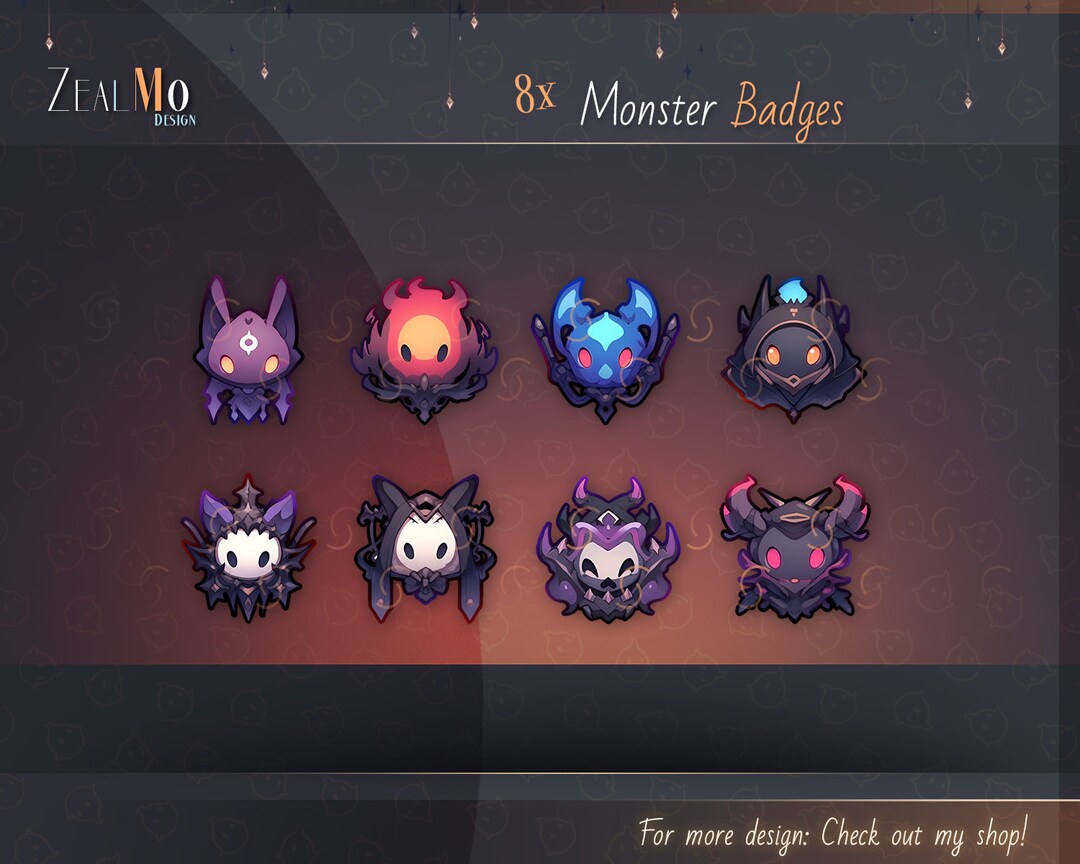 8x Monster Twitch Badges / Monster Badge Design for Your Etsy