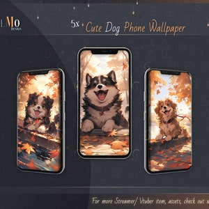 5x Kawaii Dog Phone Wallpaper / Cute Puppy Mobile Wallpaper / Aesthetic Wallpaper for Phone