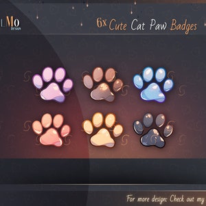 6x Cute Cat Paw Twitch badges / Kitten Badge Design for your Stream/ Twitch Overlay