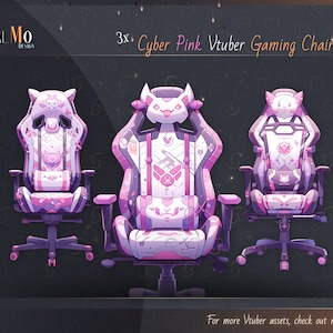 3x Cute Vtuber Fantasy Gaming Chairs / Vtuber Asset / Vtuber stream decoration / digital download