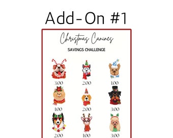 ADD ON #1 Printable Christmas Savings Challenge Box |Christmas Savings Challenge Box|Cash Envelope System|Dog|Cash Budget|Roll the Dice