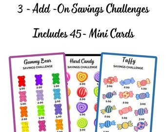 ADD ON #1 Printable Sweet Tooth Savings Challenge Box |48 PC Sweet Tooth Savings Challenge Box|Cash Envelope System|Saving Money|Candy Box