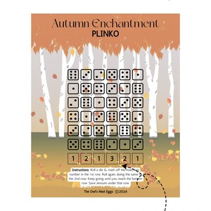ADD ON #5 Printable Autumn Savings Challenge Box |Plinko Savings Challenge|Cash Game Challenge|Roll The Dice Game|Fall Savings Challenge Box image 3