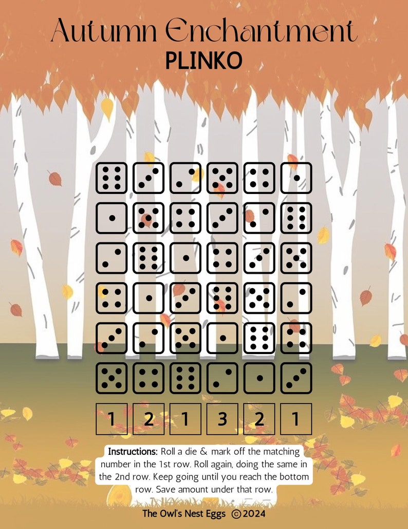 ADD ON #5 Printable Autumn Savings Challenge Box |Plinko Savings Challenge|Cash Game Challenge|Roll The Dice Game|Fall Savings Challenge Box image 1