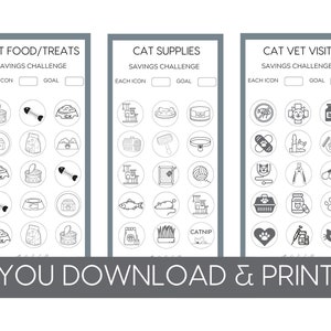 Printable Cat Savings Challenge Bundle | Cat Savings | Savings Challenge | Minimalist Savings Challenge | Cash Envelope System | Cash Saving