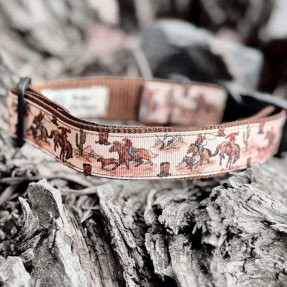 Cowboy Rodeo Dog Collar • Vintage Western Dog Collar • Boutique Cowdog Collar •  Desert Collar • Adjustable Cute Dog Collar • Dog Mom Gift