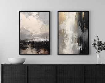 Juego de 3 cuadros abstractos contemporáneos para pared / Estampados nórdicos sencillos y neutros / Pinceladas minimalistas / Dibujo lineal moderno