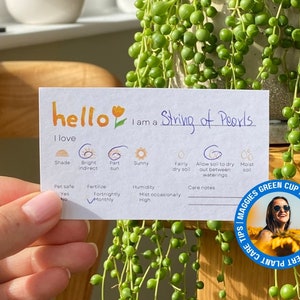 Tarjetas de cuidado de perfiles de plantas Etiquetas para plantas Etiquetas para instrucciones de cuidado de plantas para imprimir en interiores Etiquetas para plantas de interior Planificador de plantas Etiqueta para jardín de plantas de interior