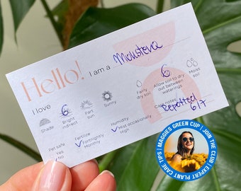 Etiqueta de cuidados com plantas para impressão: cartão de instruções para amantes de plantas (download digital)