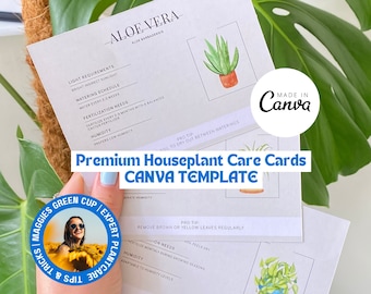 Plant Care Cards Canva Template: Indoor Plant Guide (Digital Download)