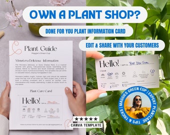 Editable Plant Care Guide Canva Template: Plant Shop Cards (Digital Download)