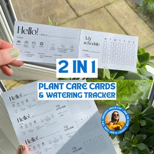 Tarjetas con información sobre el cuidado de las plantas y seguimiento del riego para Plant Addict, etiquetas de regalo para plantas, guía de cuidado de plantas, instrucciones para plantas, tarjetas fáciles para plantas
