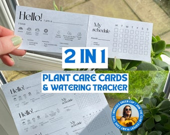 Plant Care Info Cards and Watering Tracker for Plant Addict, Plant Gift Tag, Plant Care Guide, Plant Instructions, Easy Plant Cards