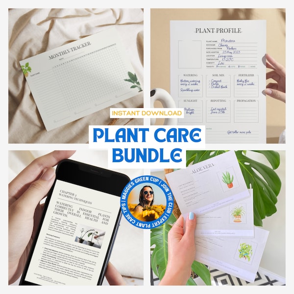 Plant Care Bundle, Plant Care Cards, Plant Care Guide, Plant Care Journal, Houseplants Planner Organiser Tags, Plant Care Ebook Printable