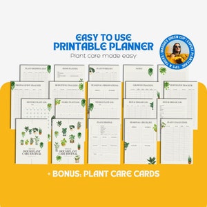 Plant Care Cards Bundle Journal Printable Houseplants Planner Indoor Plant Organiser Plant Care Information, Care Guide Tags