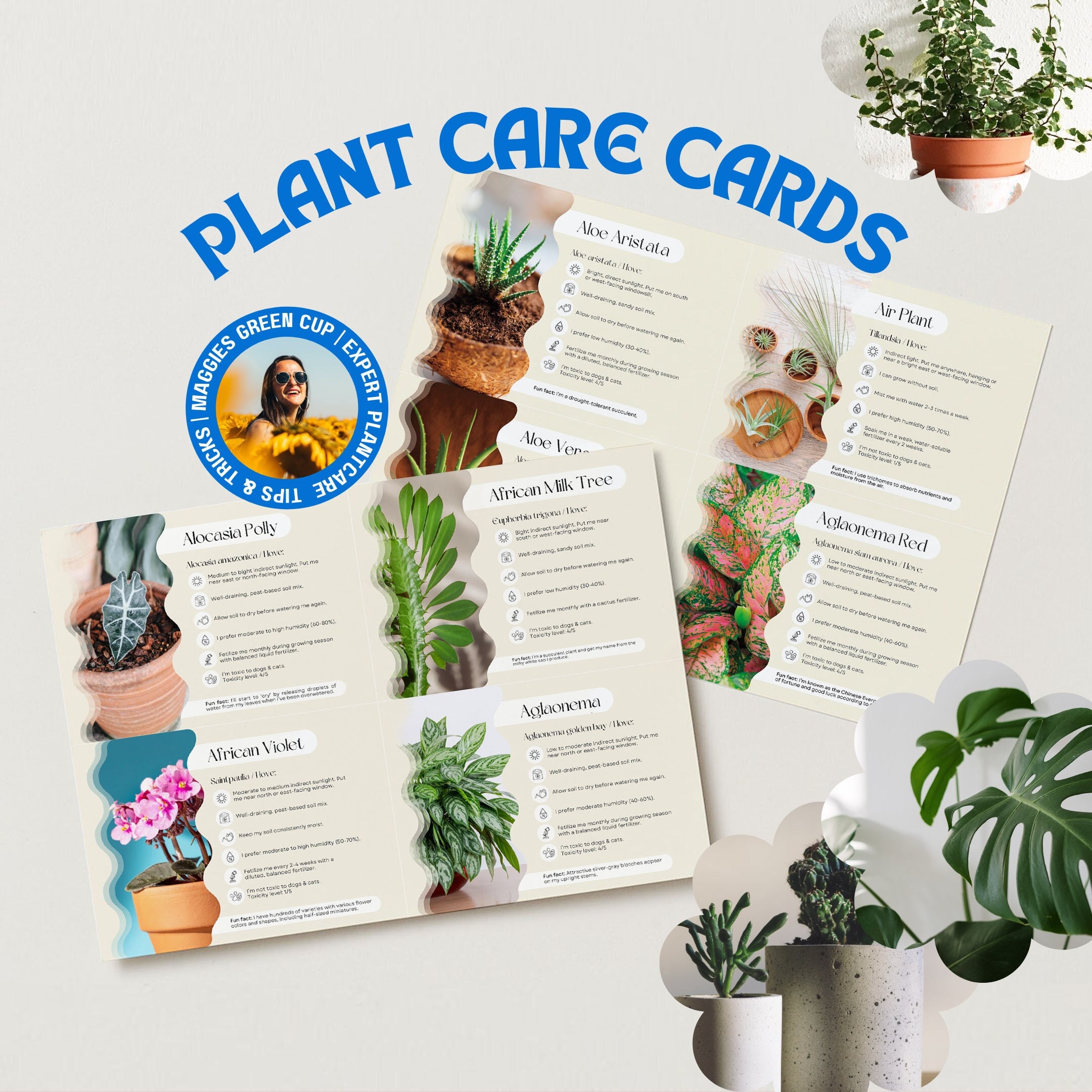 Plant Care Cards With Pictures, Plant Planner, Care Guide Instructions ...