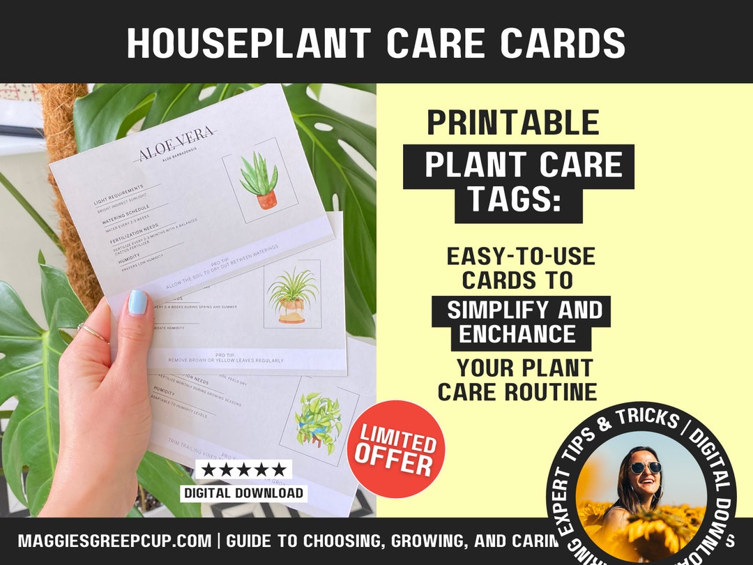 Plant Labels Printable Plant Care Cards Indoor Plant Care Etsy